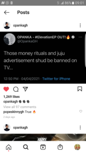 Rapper Opanka  - Juju Adverts And Mallams Should Be Banned On TV